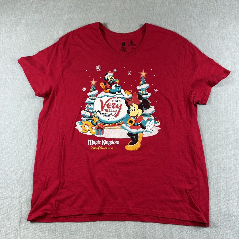WALT DISNEY WORLD MICKEY'S VERY MERRY CHRISTMAS PARTY T-SHIRT XL RED 2015